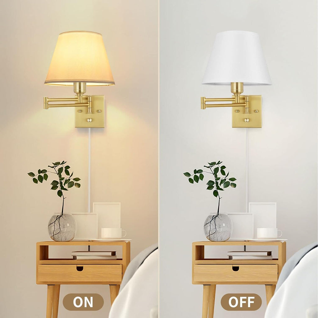 Dimmable Swing‑Arm Plug‑in Wall Sconces Set