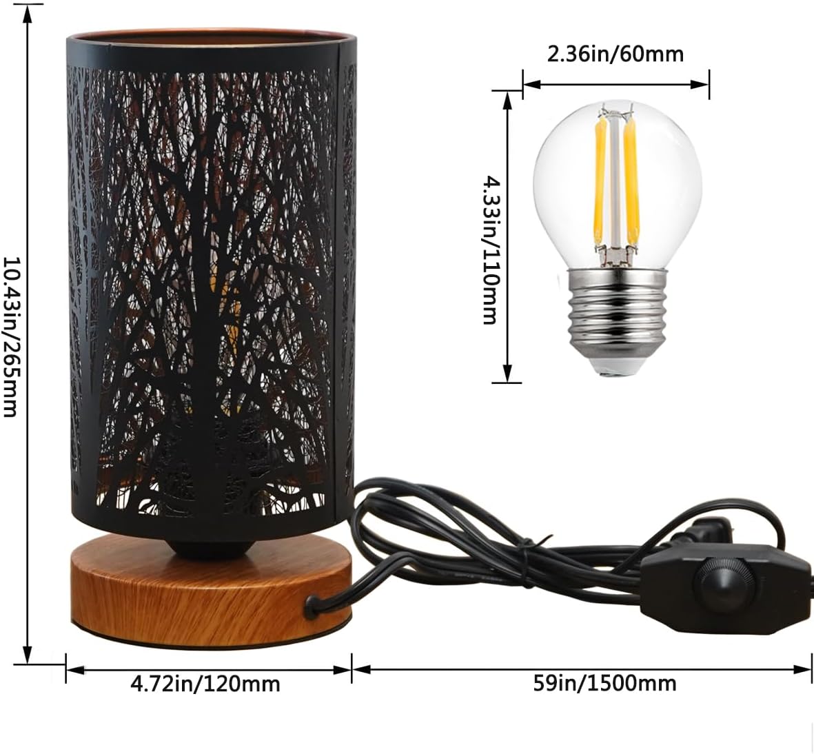 Dimmable Industrial Cage Bedside Table Lamp