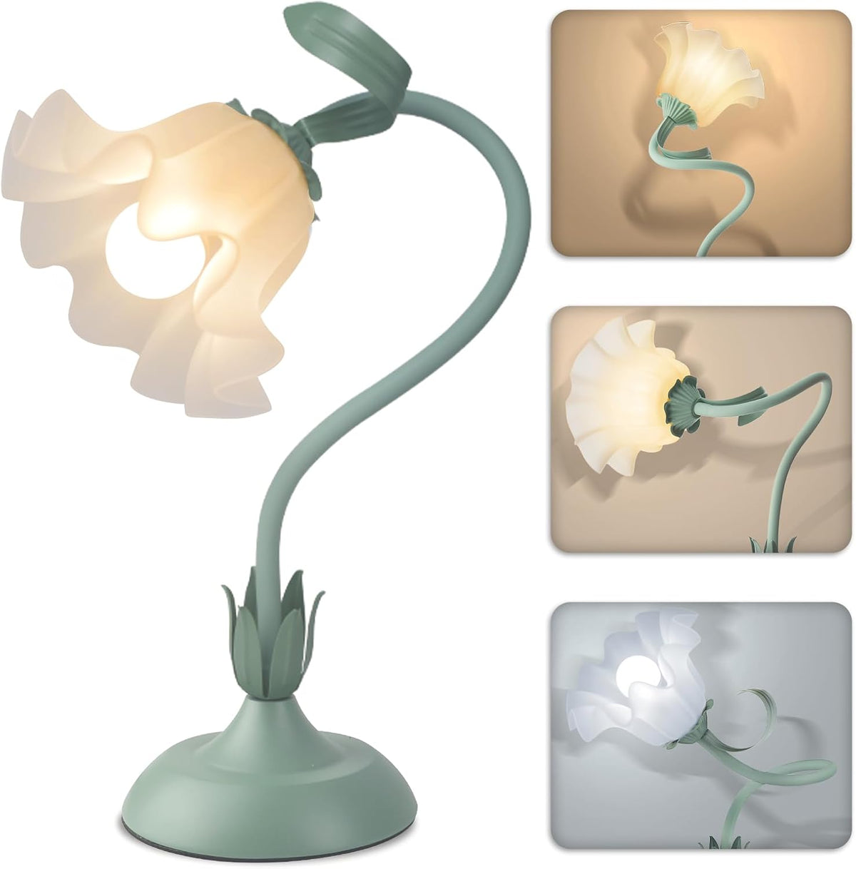 Flexible Floral Bedside Reading Table Lamp