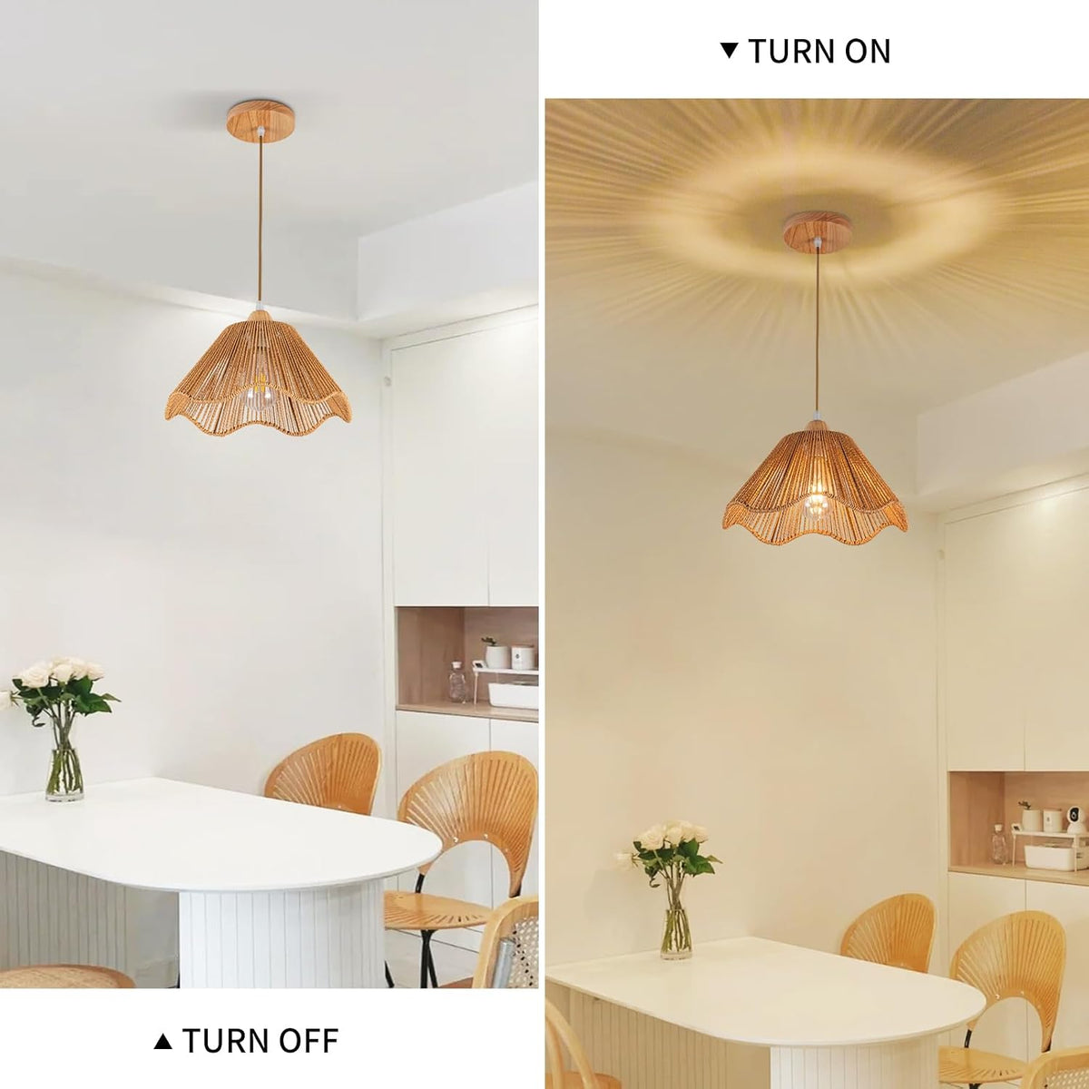 Boho Woven Rattan Hanging Pendant Light