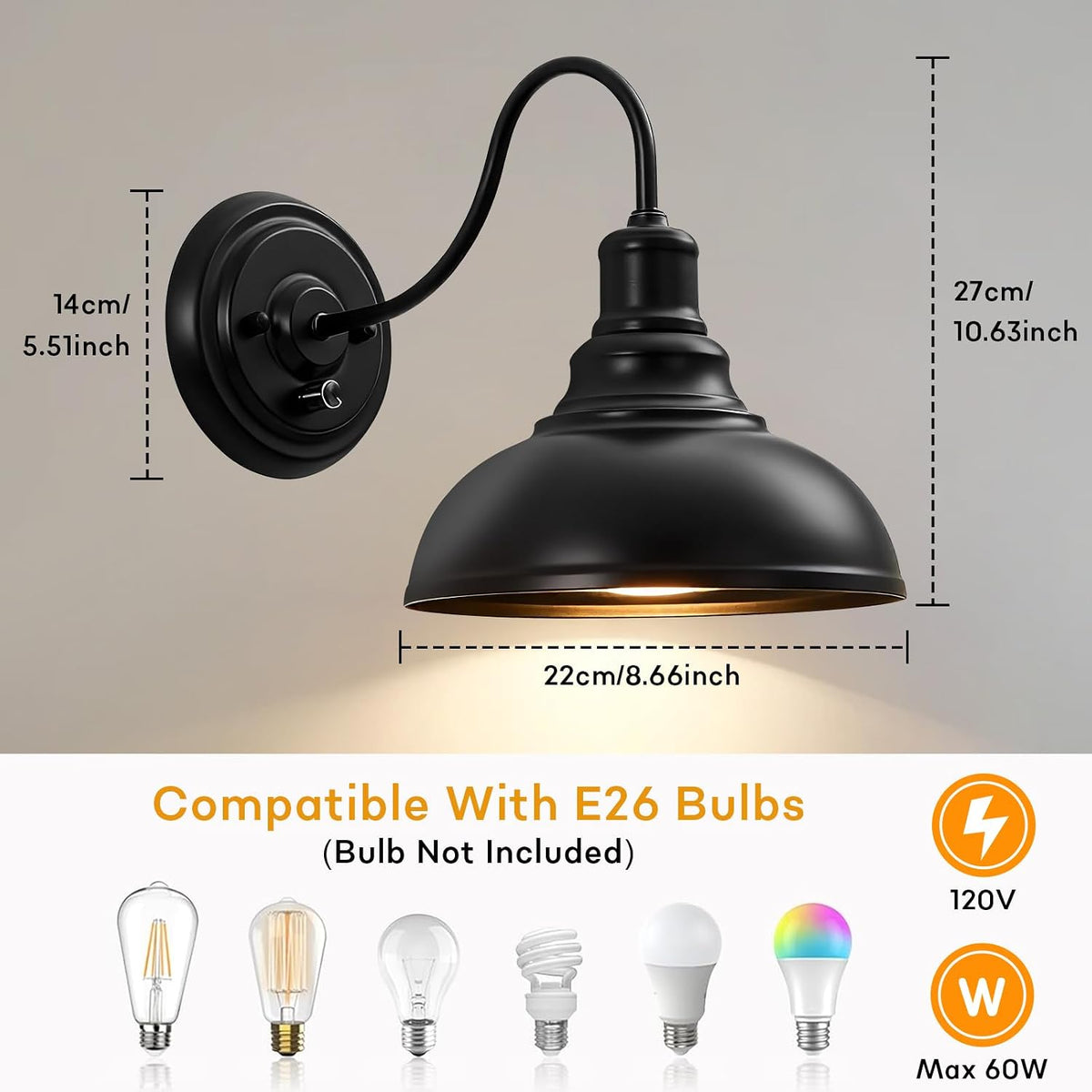 Dimmable Bedside Wall Sconces 2‑Pack