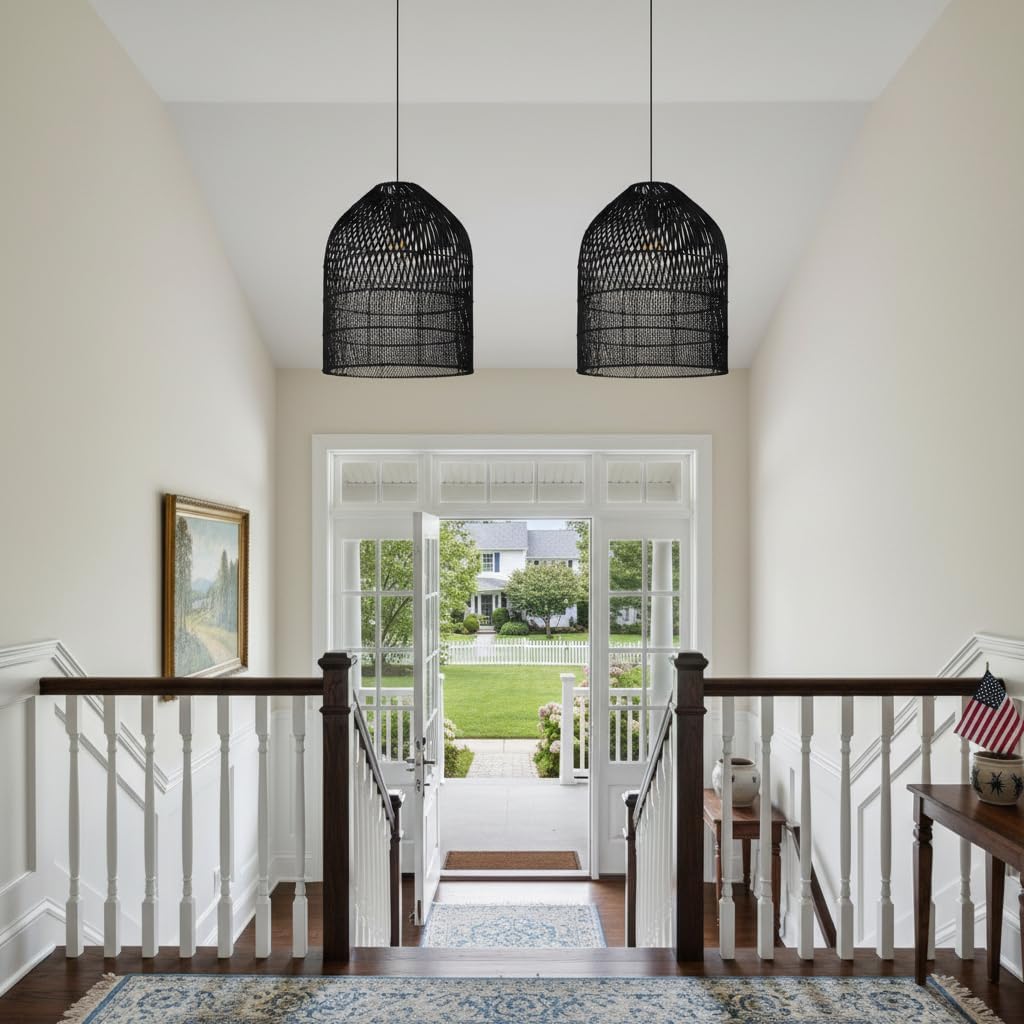 Handmade Wicker Rattan Bell Pendant Light