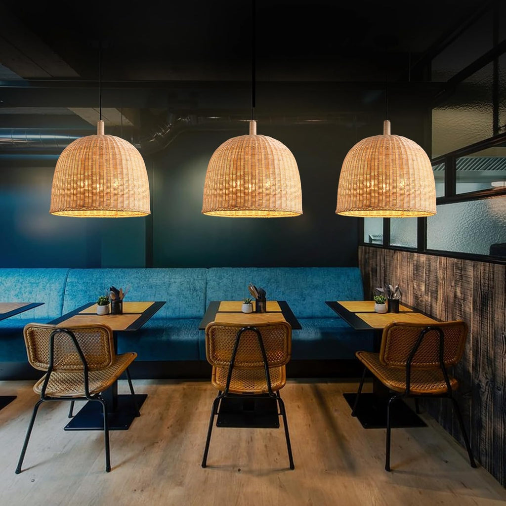 Hand‑Woven Wicker Rattan Pendant Light