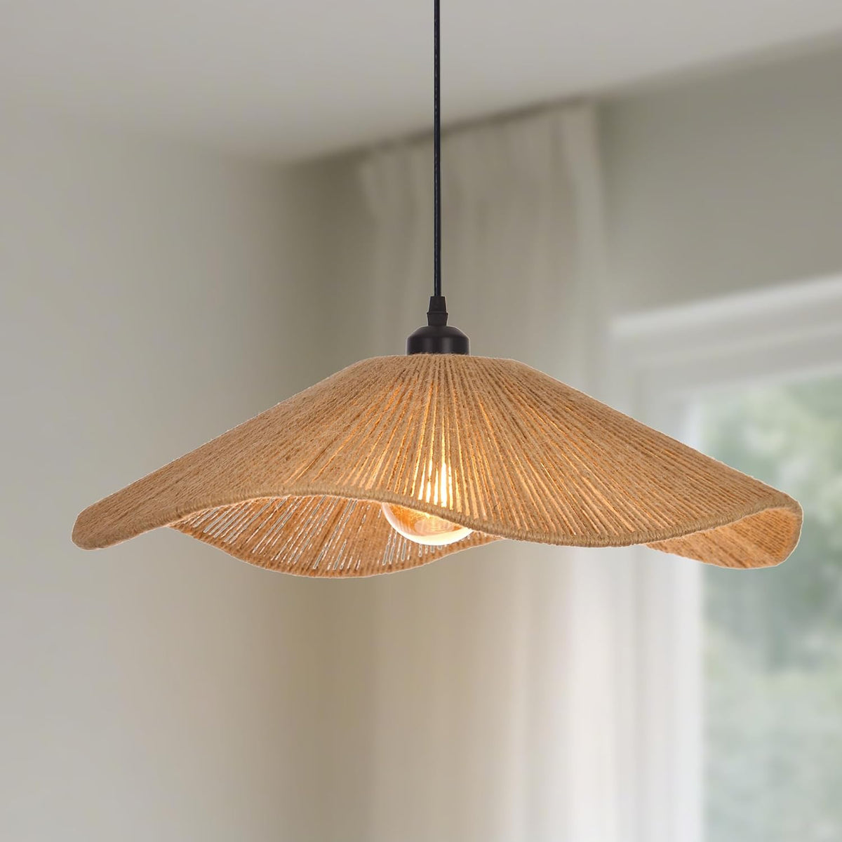 Boho Rope Woven Hanging Pendant Light