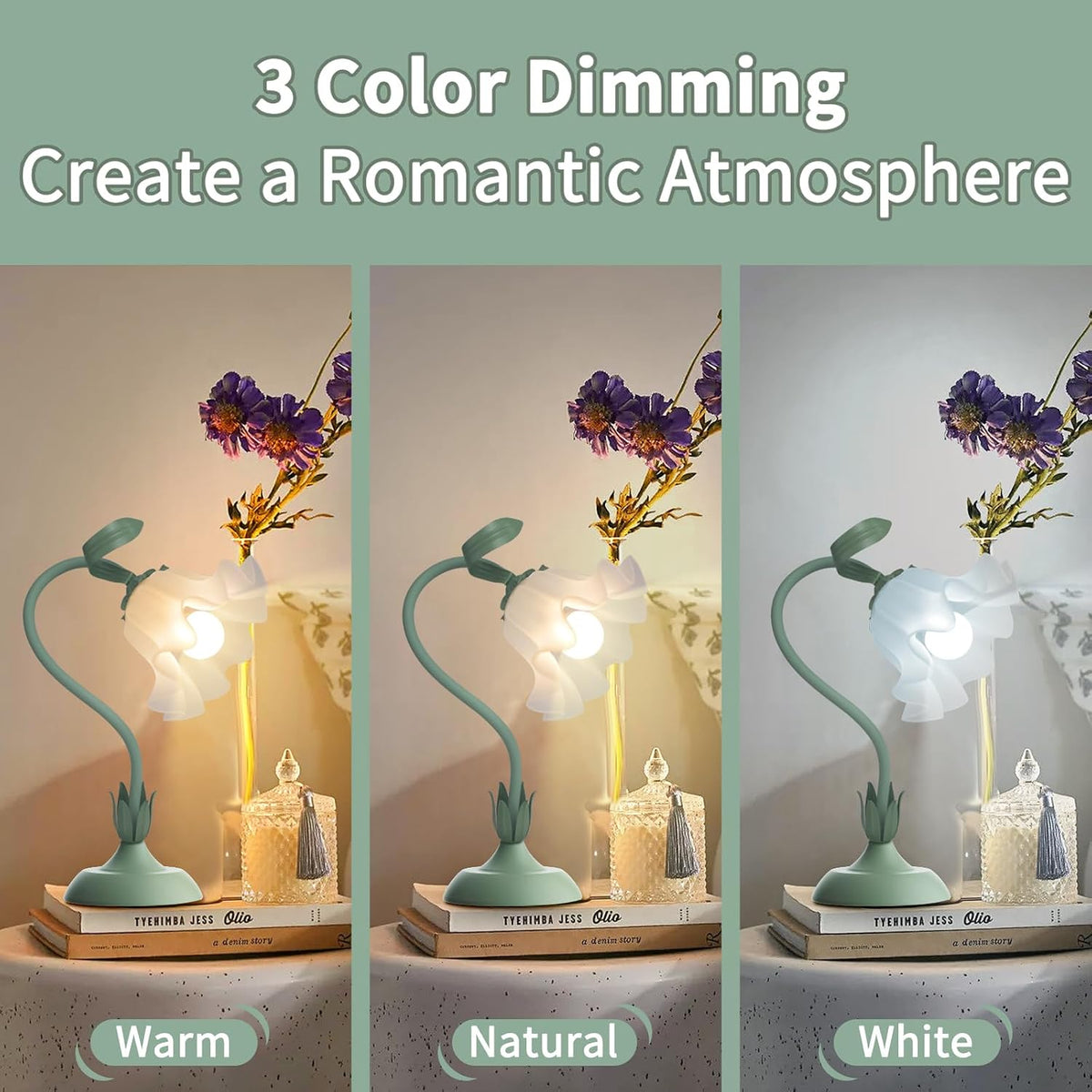 Flexible Floral Bedside Reading Table Lamp