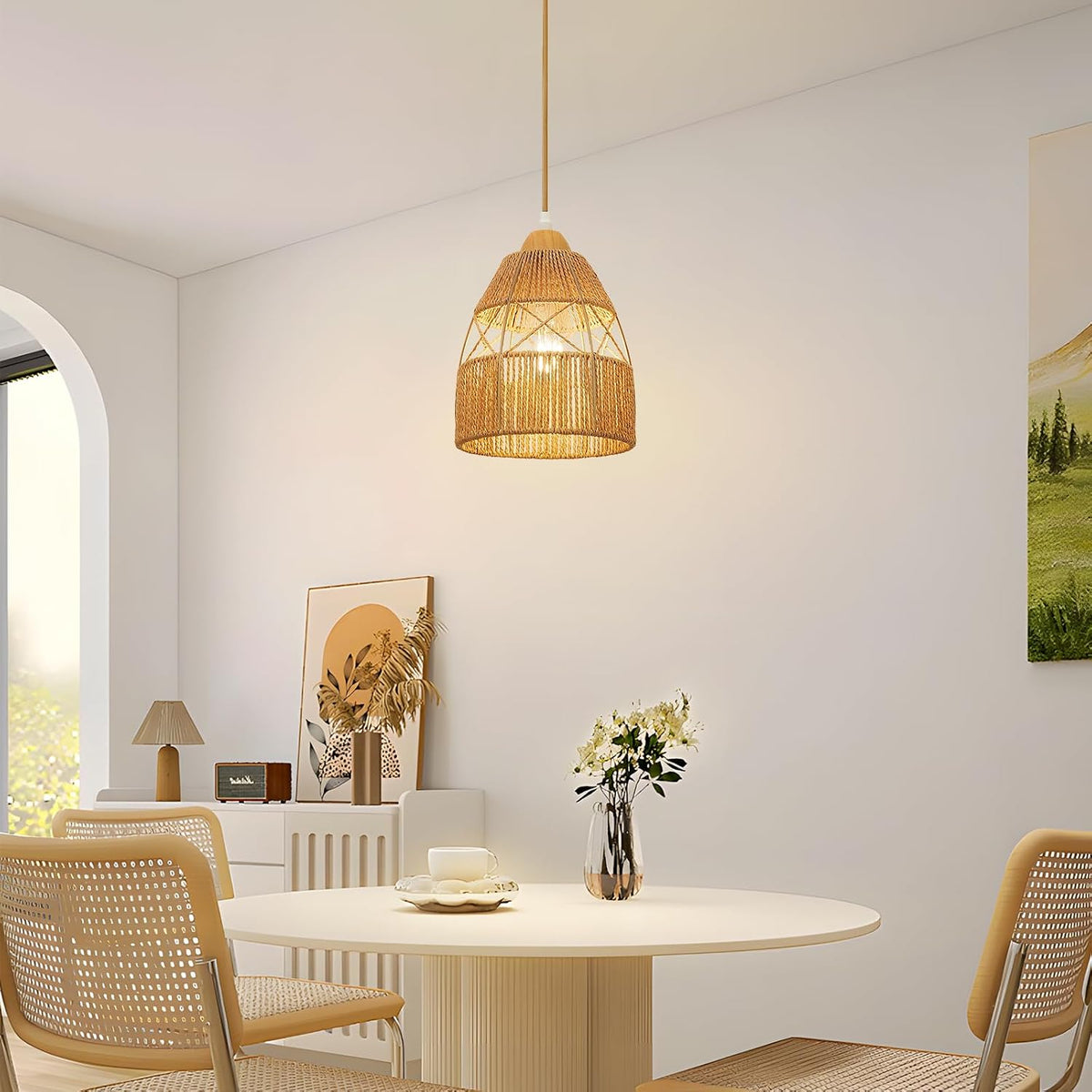 Boho Cone‑Shaped Rattan Pendant Lights