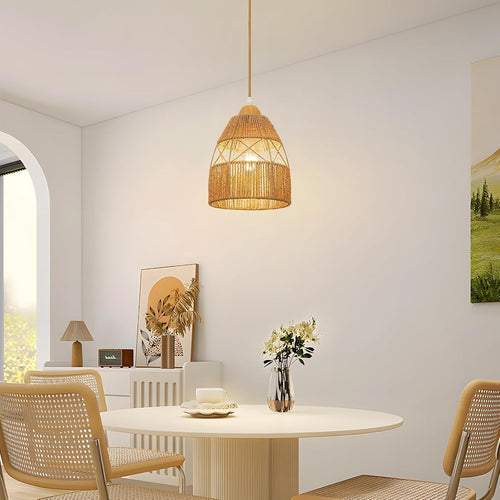Boho Cone‑Shaped Rattan Pendant Lights
