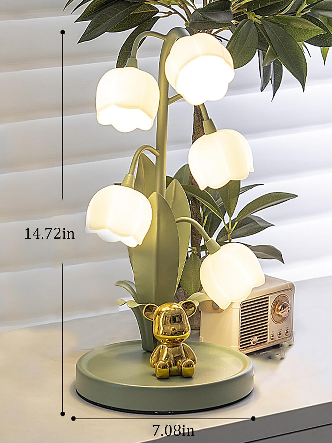 Vintage Lily Floral Accent Table Lamp
