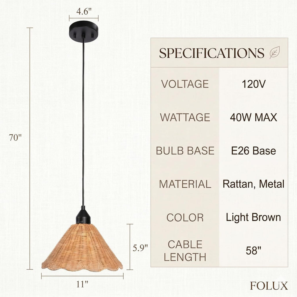 Hand‑Woven Scalloped Rattan Pendant Lights