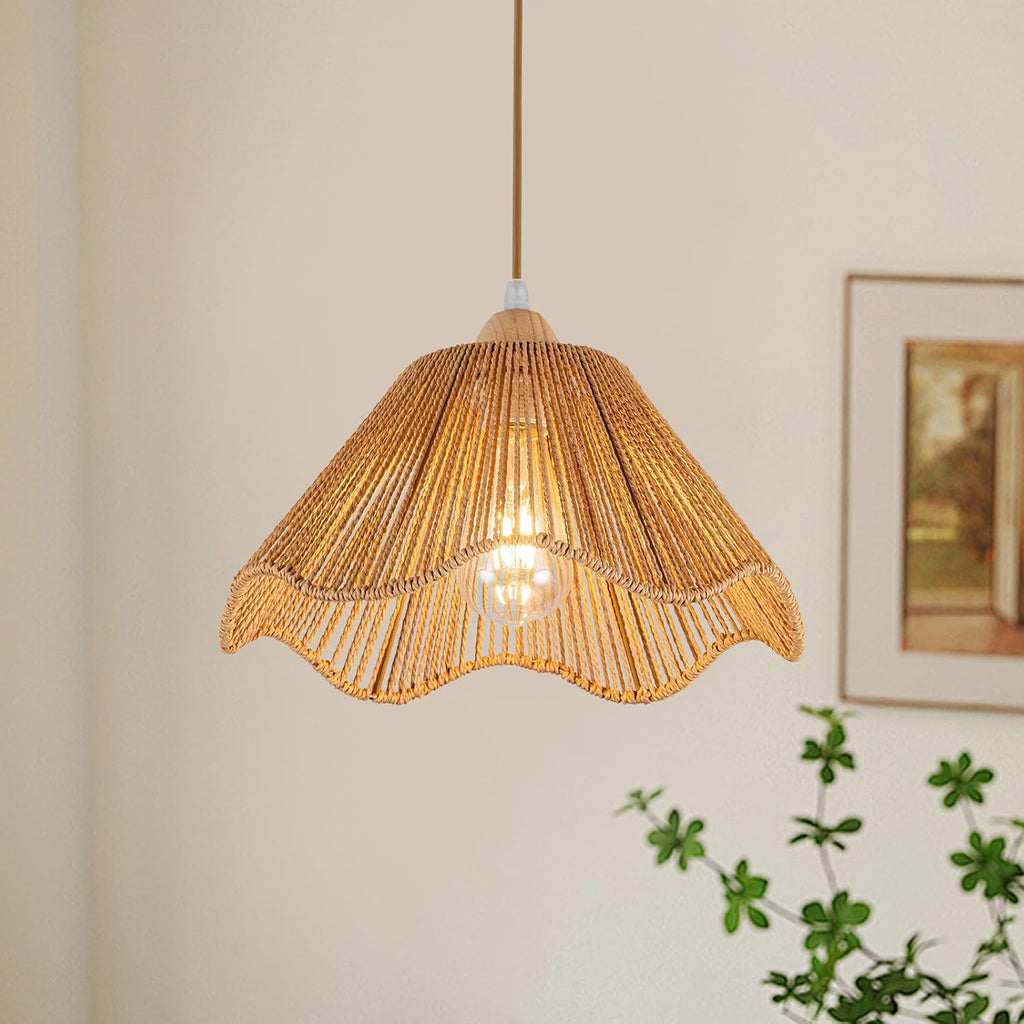 Boho Woven Rattan Hanging Pendant Light