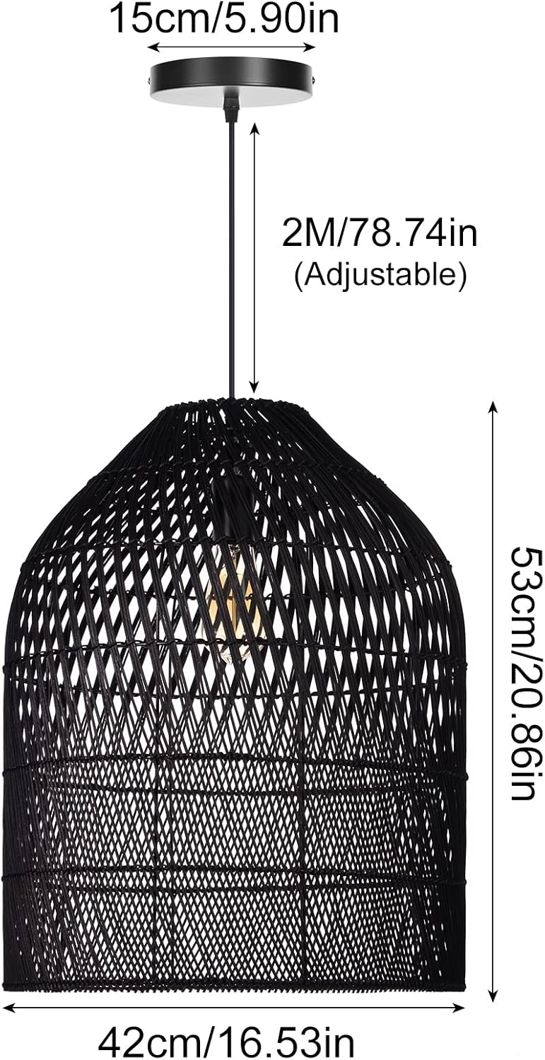 Handmade Wicker Rattan Bell Pendant Light
