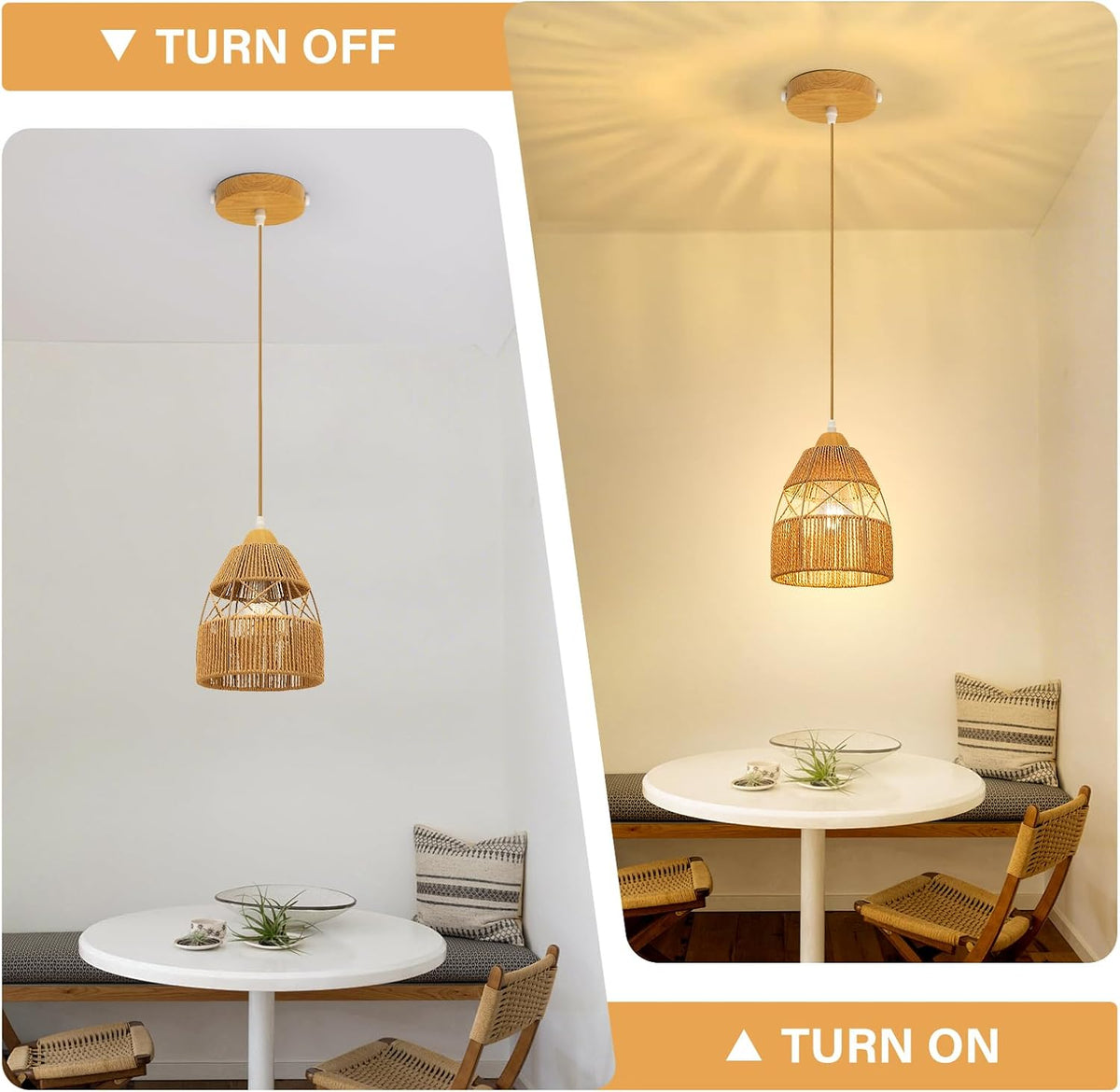 Boho Cone‑Shaped Rattan Pendant Lights