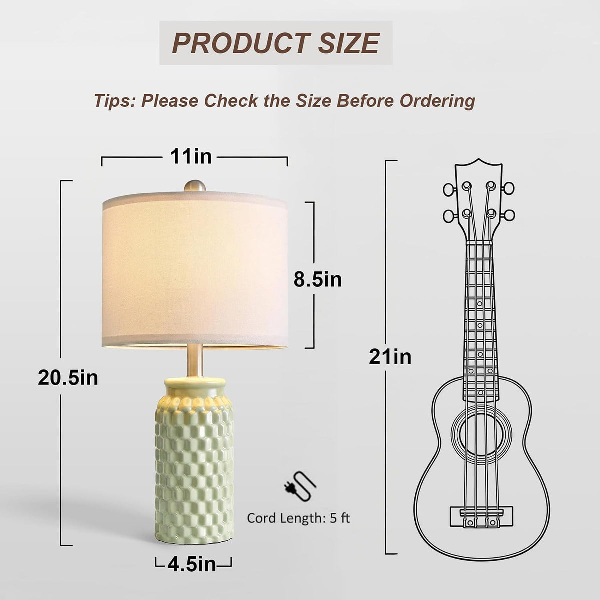 Green Ceramic Bedside Lamps Set Of 2