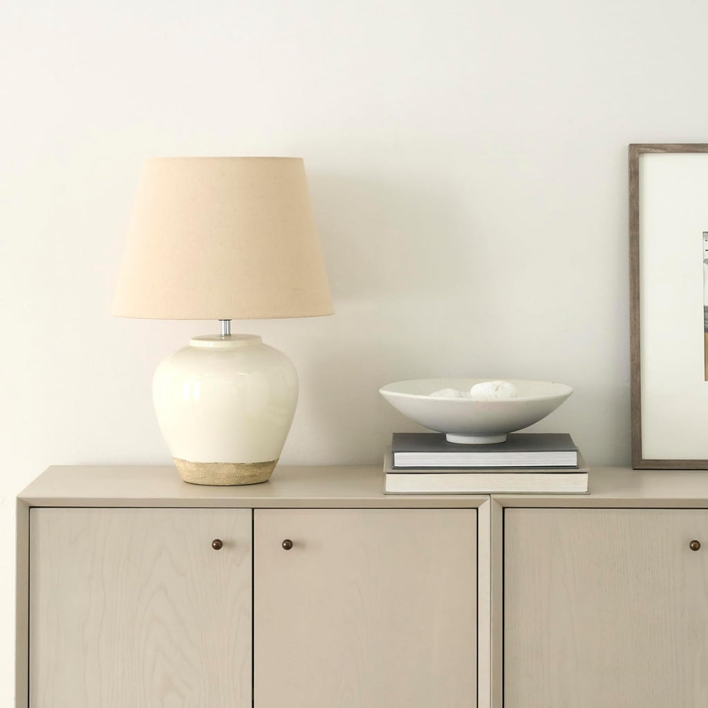 Two‑Tone Glossy Ceramic Bedside Lamp