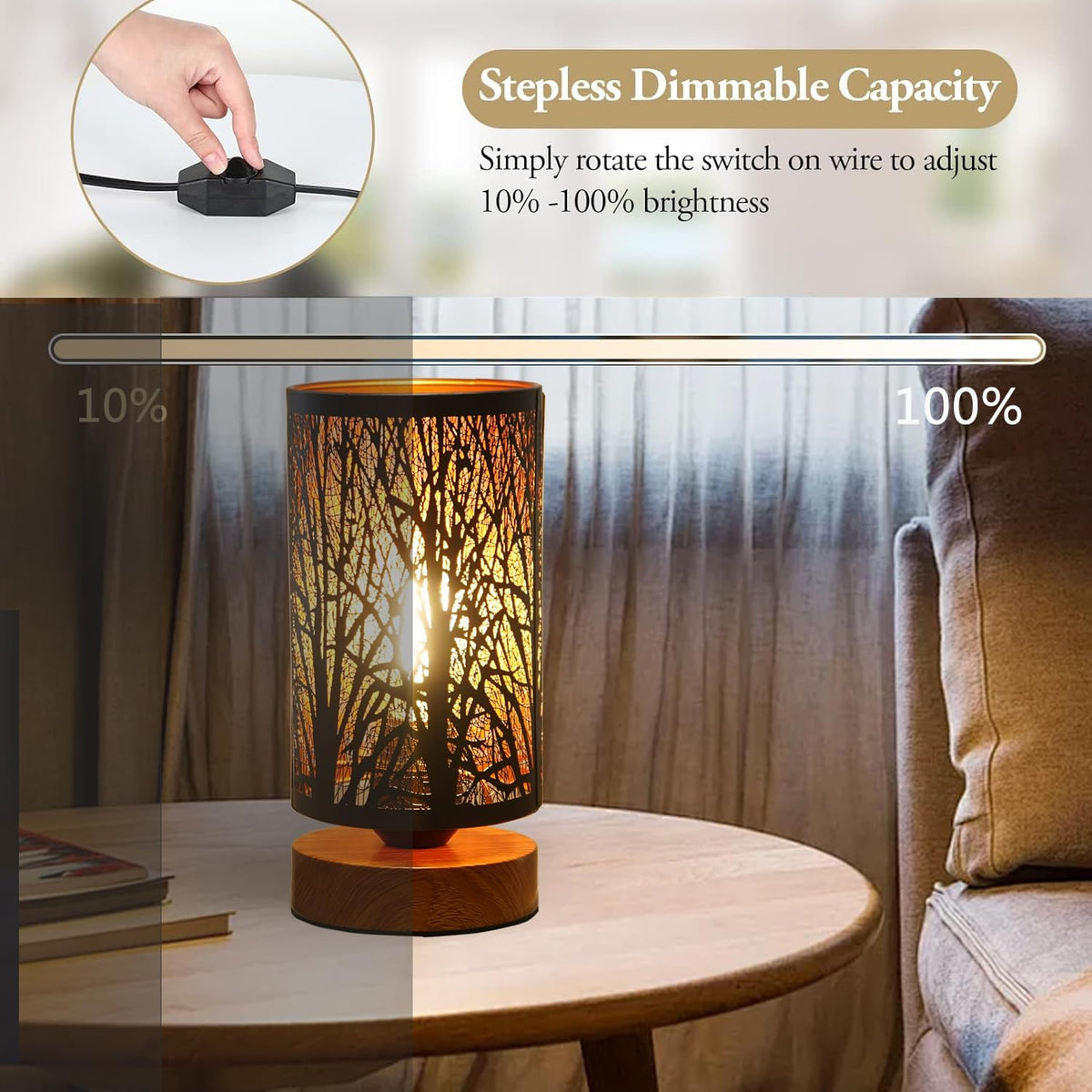 Dimmable Industrial Cage Bedside Table Lamp