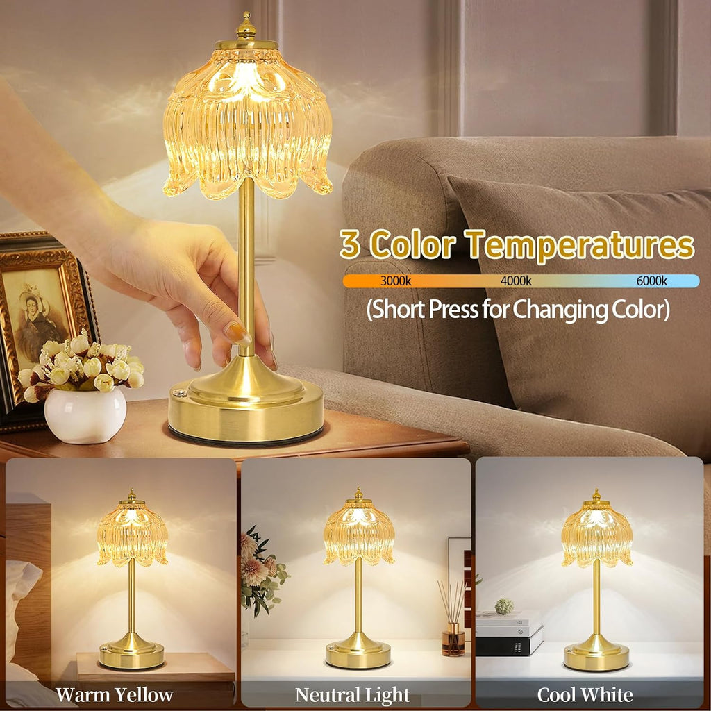Rechargeable Cordless Floral Table Lamp