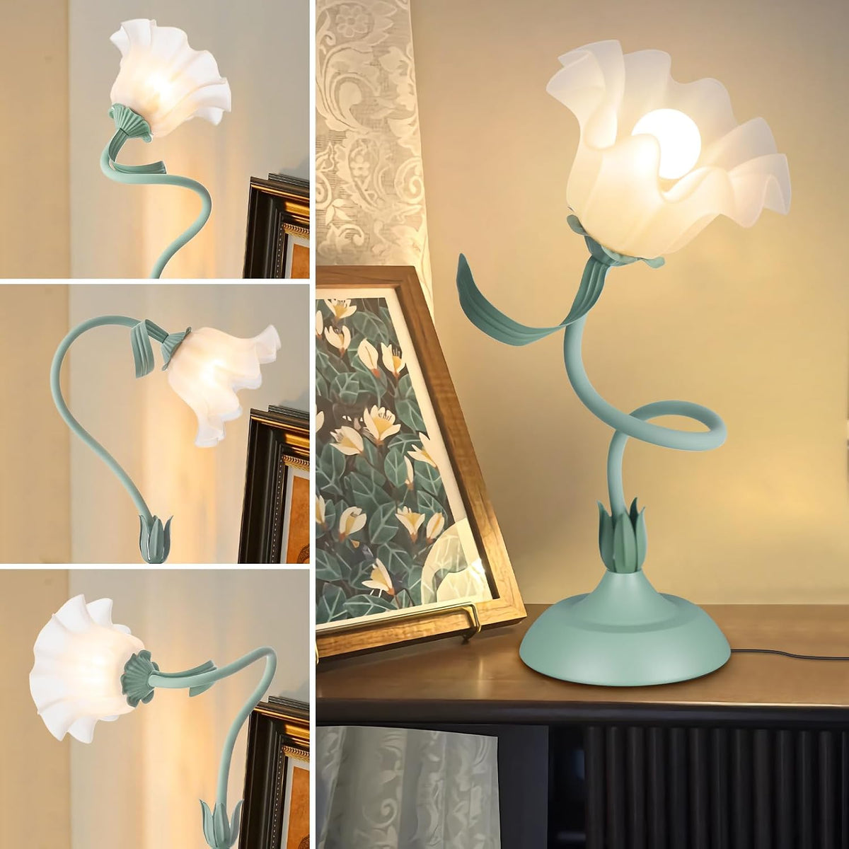 Flexible Floral Bedside Reading Table Lamp