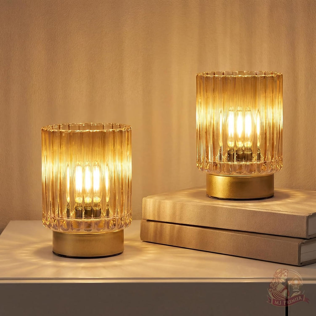 Cordless Striped Decorative Battery Table Lamp