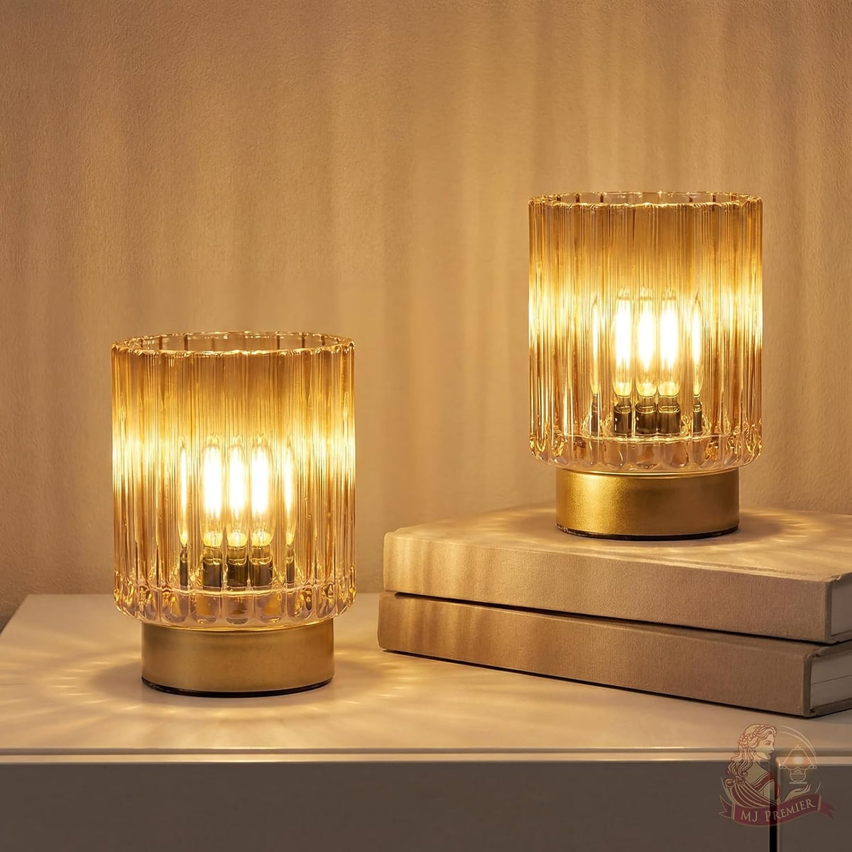 Cordless Striped Decorative Battery Table Lamp