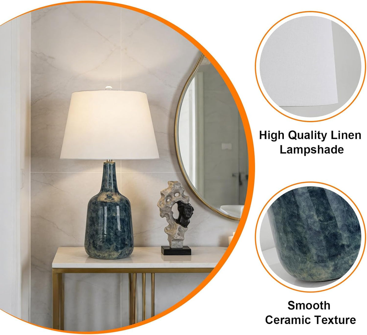 Luxury Artistic Ceramic Bedside Table Lamp