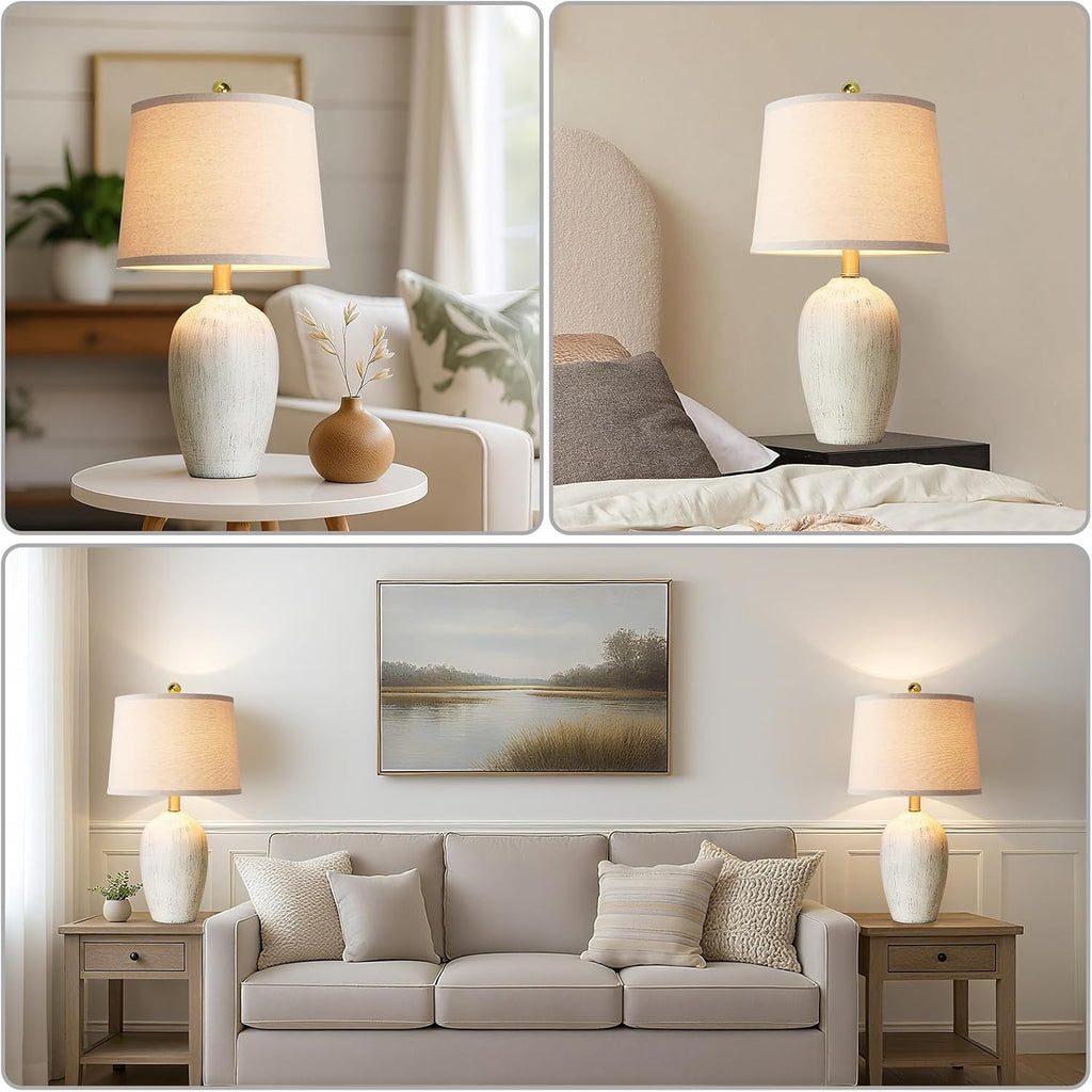Rustic Ceramic Bedside Table Lamps Set