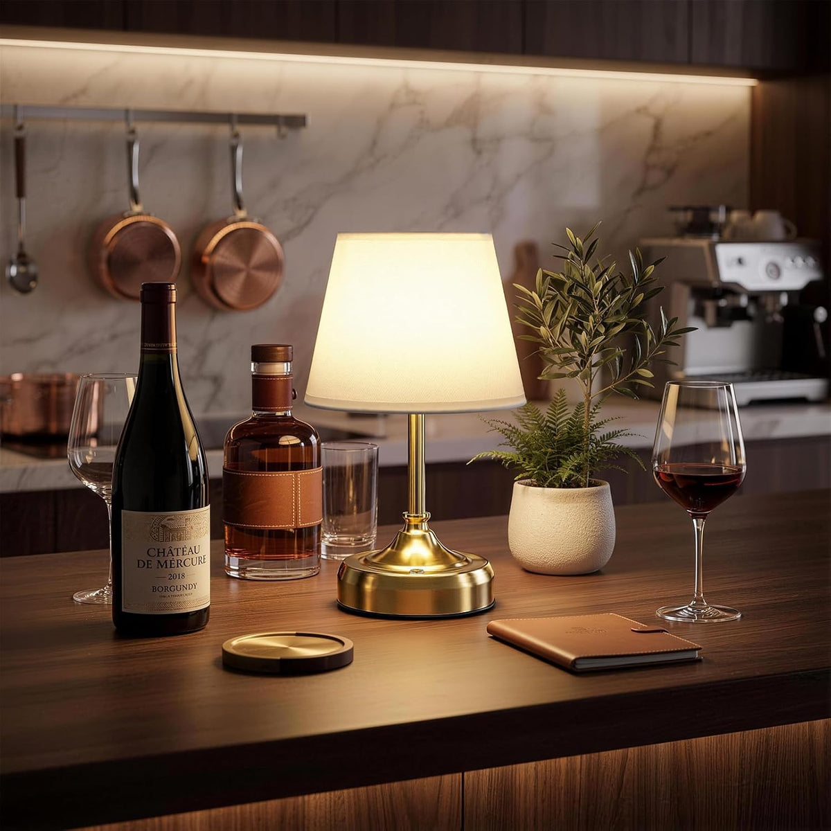 Rechargeable Gold Cordless Small Table Lamp