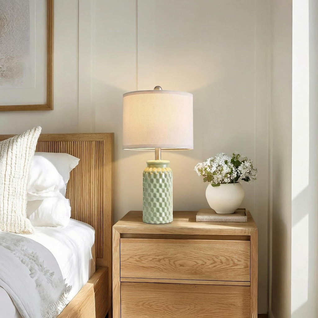 Green Ceramic Bedside Lamps Set Of 2