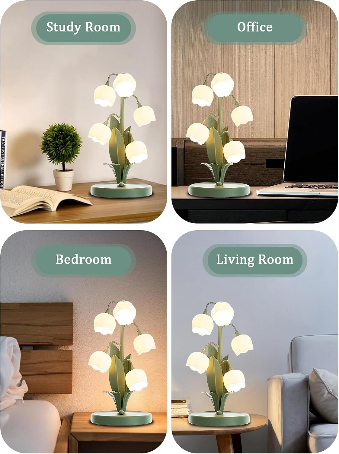 Vintage Lily Floral Accent Table Lamp