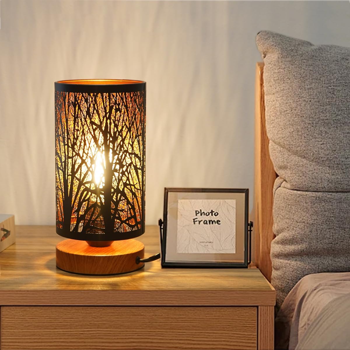 Dimmable Industrial Cage Bedside Table Lamp
