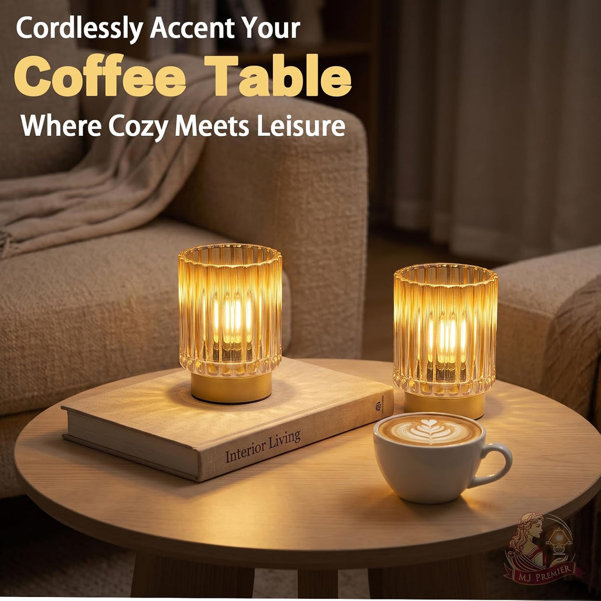 Cordless Striped Decorative Battery Table Lamp