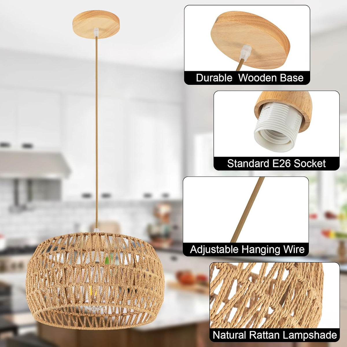 Bohemian Rattan Woven Pendant Ceiling Light