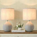 Vintage White Ceramic Bedside Lamp Set
