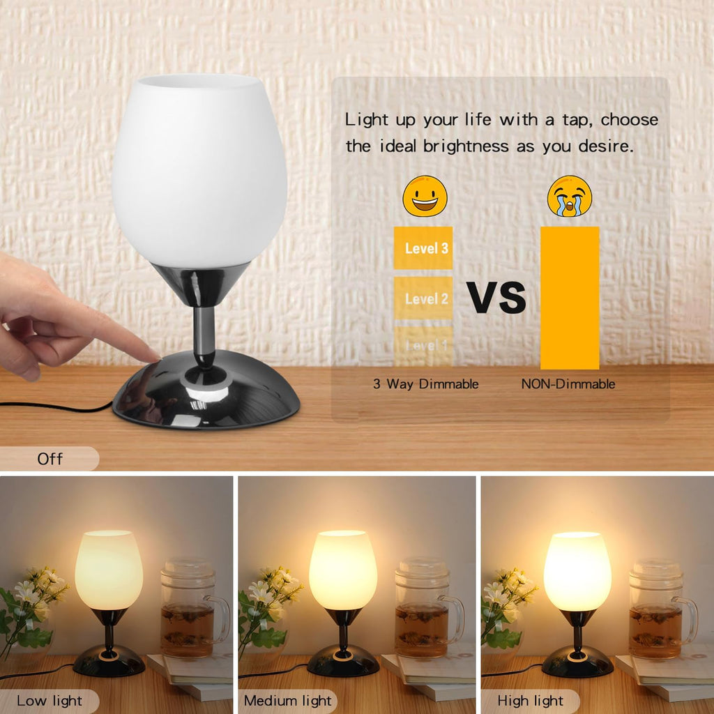 Touch‑Control Dimmable Bedside Table Lamp
