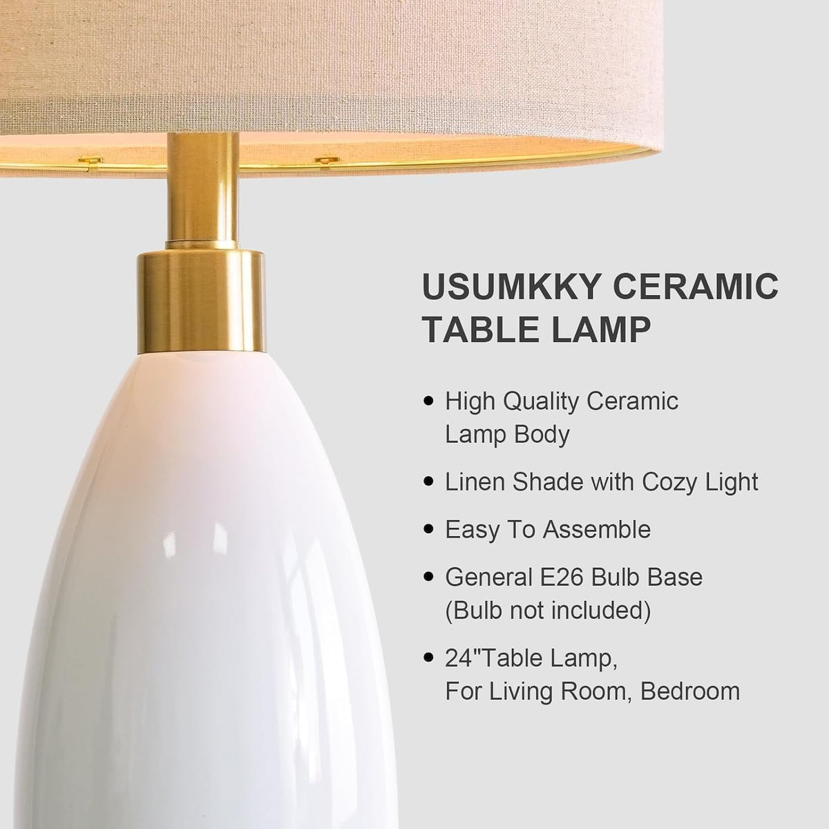 Modern Oval Ceramic Bedside Lamp Set