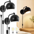Plug‑in Globe Bedside Wall Sconces Set