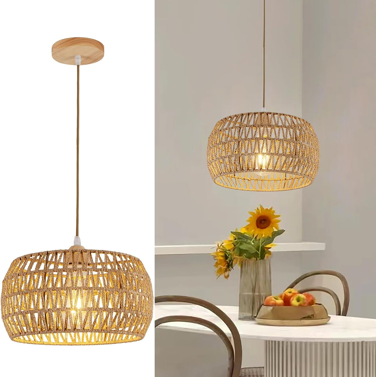 Bohemian Rattan Woven Pendant Ceiling Light