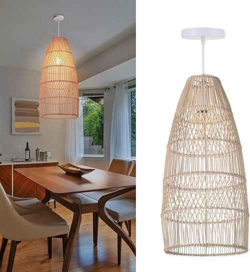 Boho Wicker Rattan Basket Pendant Light