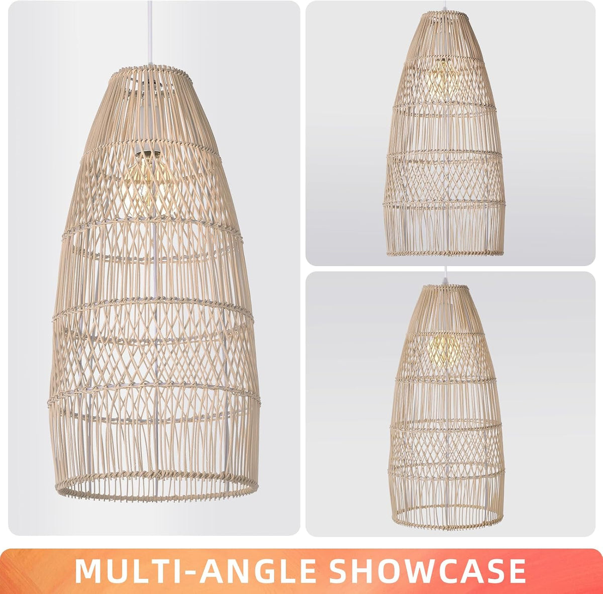 Boho Wicker Rattan Basket Pendant Light