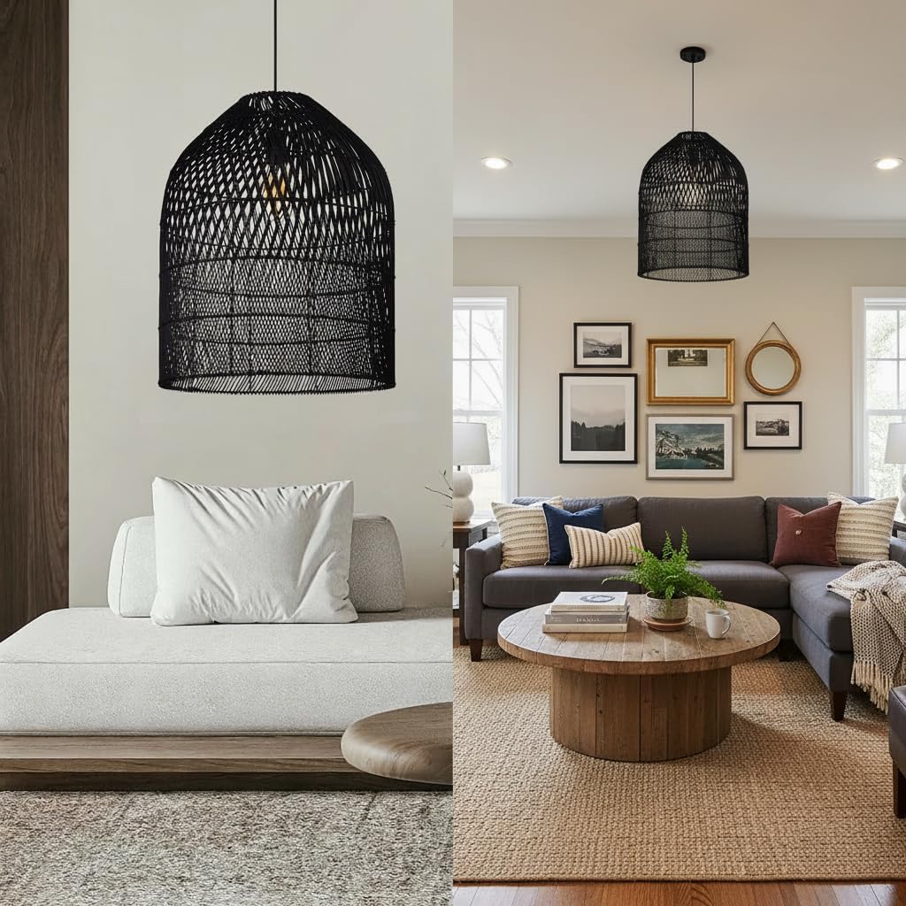 Handmade Wicker Rattan Bell Pendant Light
