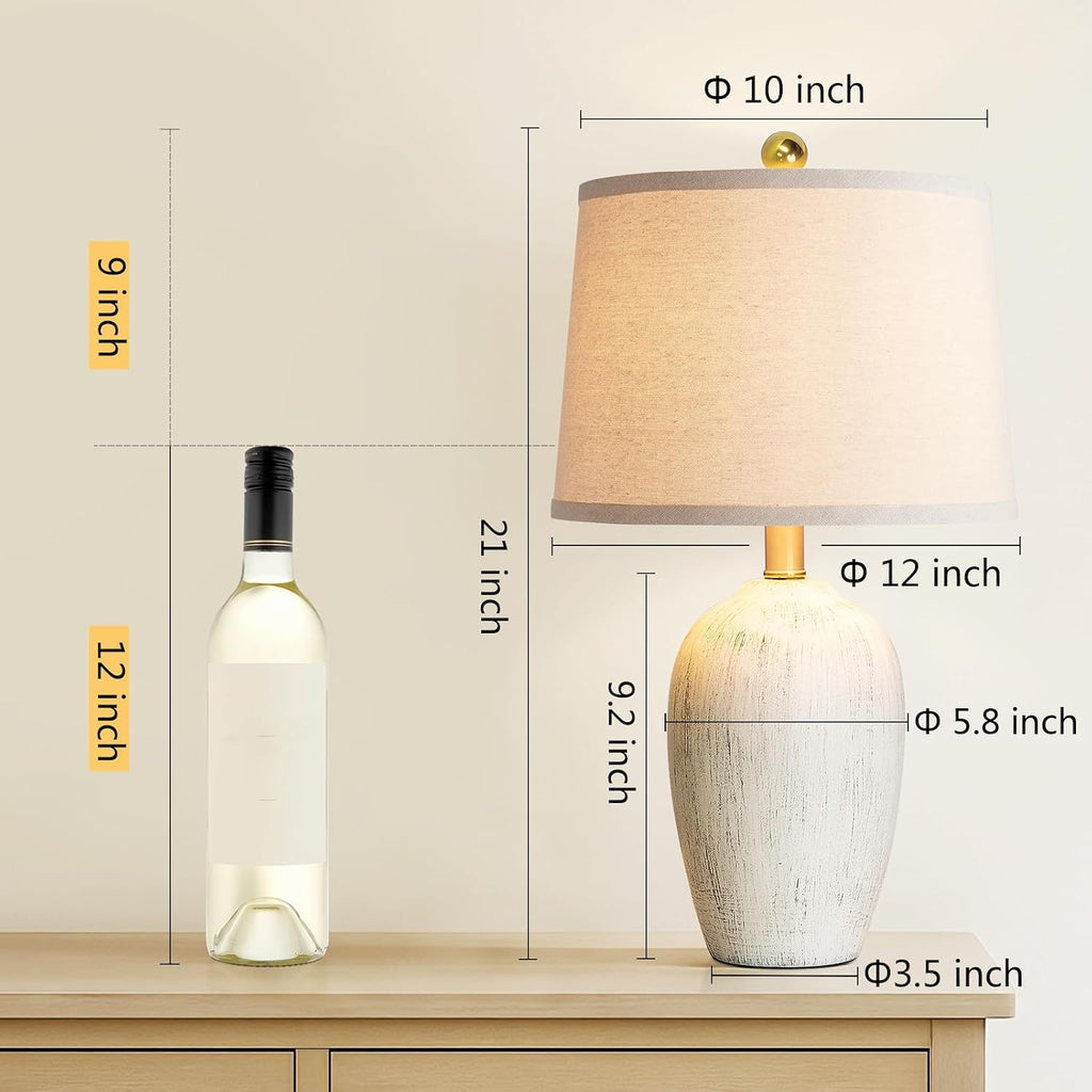 Rustic Ceramic Bedside Table Lamps Set