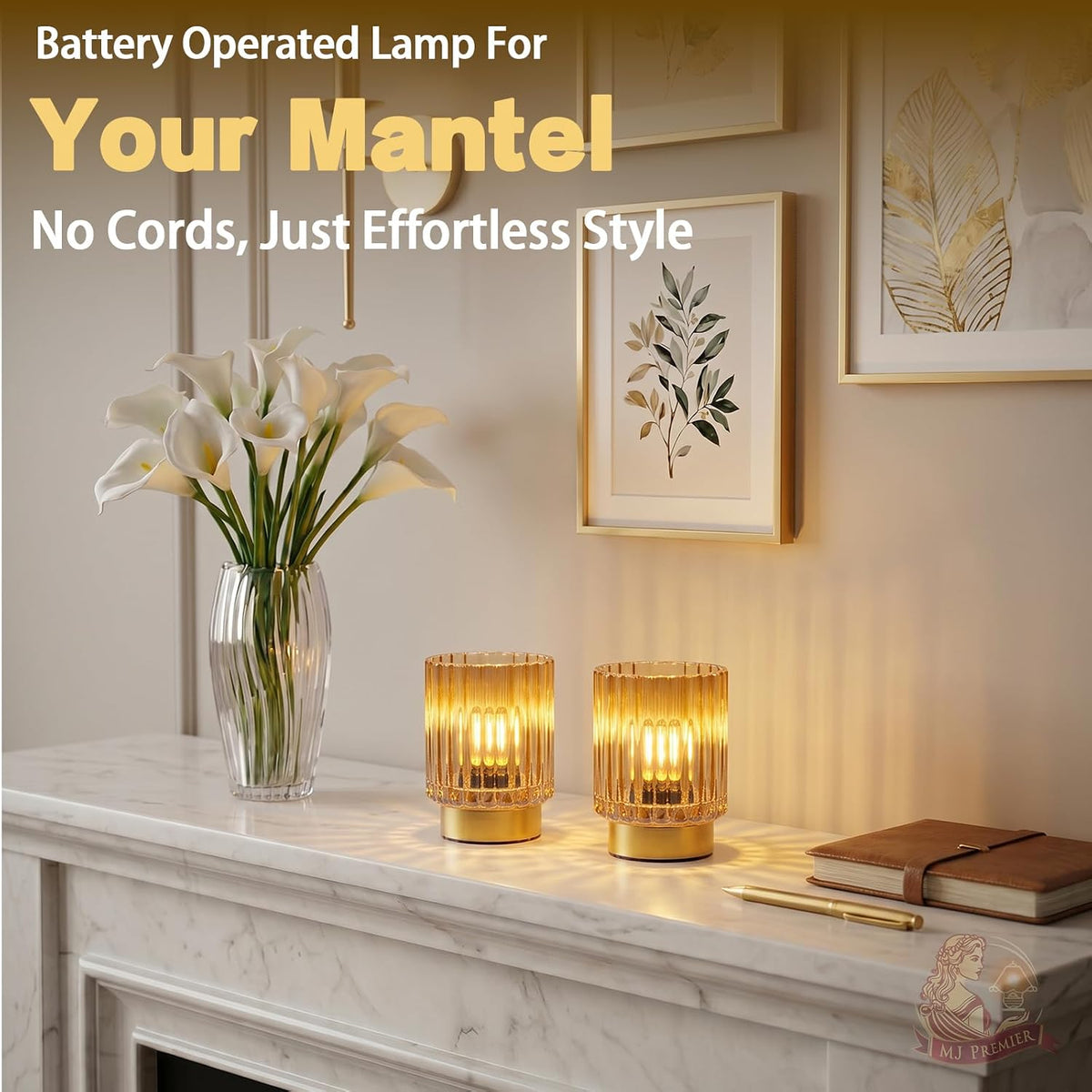 Cordless Striped Decorative Battery Table Lamp