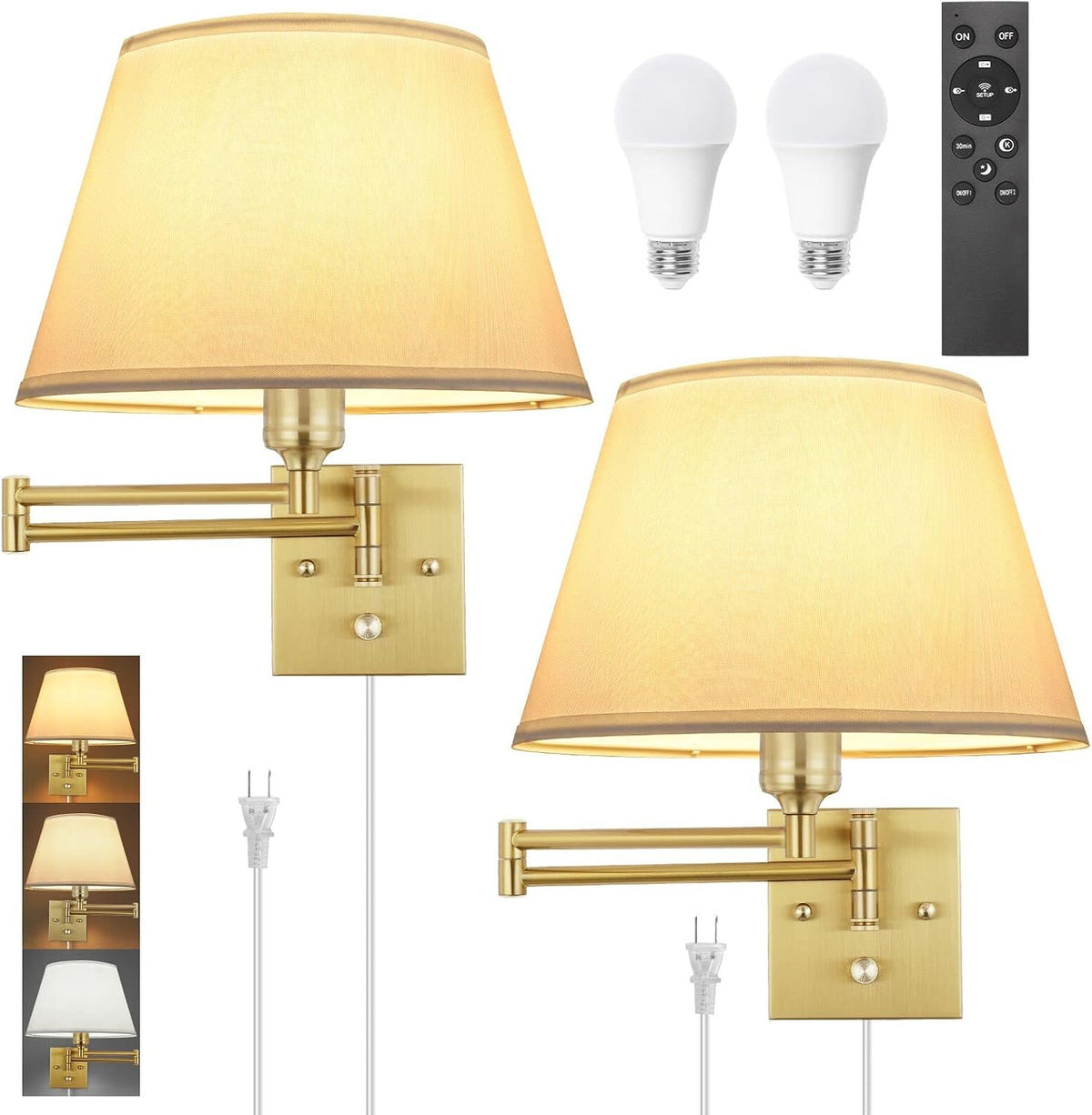 Remote‑Controlled Dimmable Swing‑Arm Wall Sconces