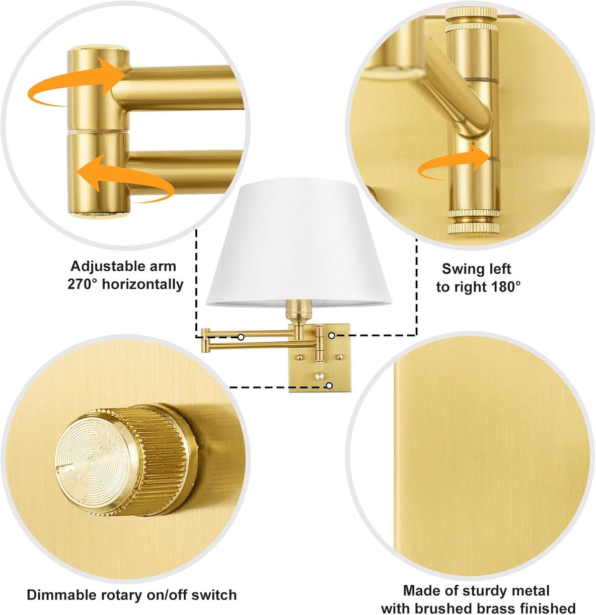 Remote‑Controlled Dimmable Swing‑Arm Wall Sconces