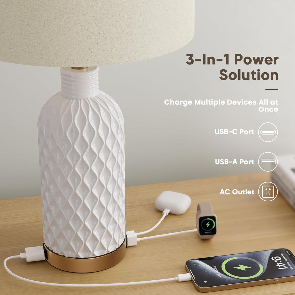 Modern Ceramic Bedside Lamp Set Of 2