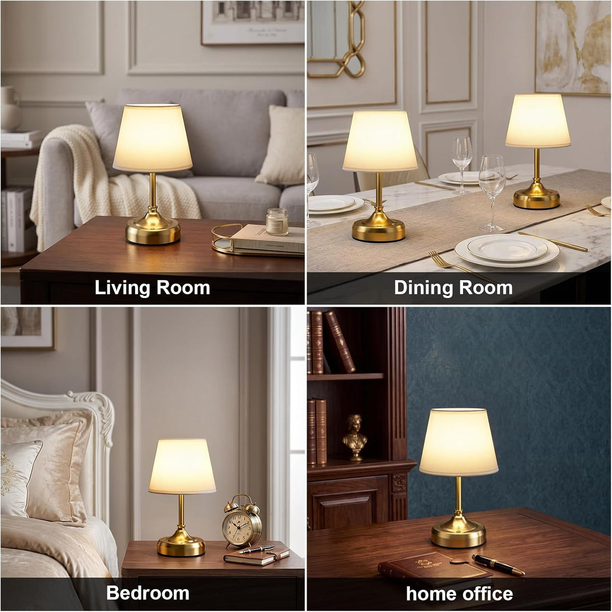 Rechargeable Gold Cordless Small Table Lamp