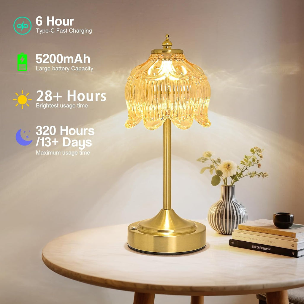 Rechargeable Cordless Floral Table Lamp