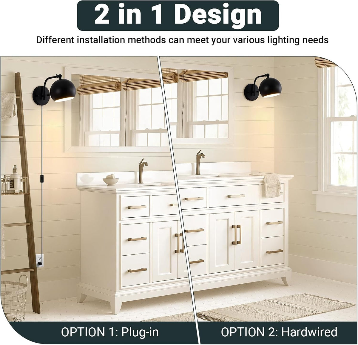 Plug‑in Globe Bedside Wall Sconces Set
