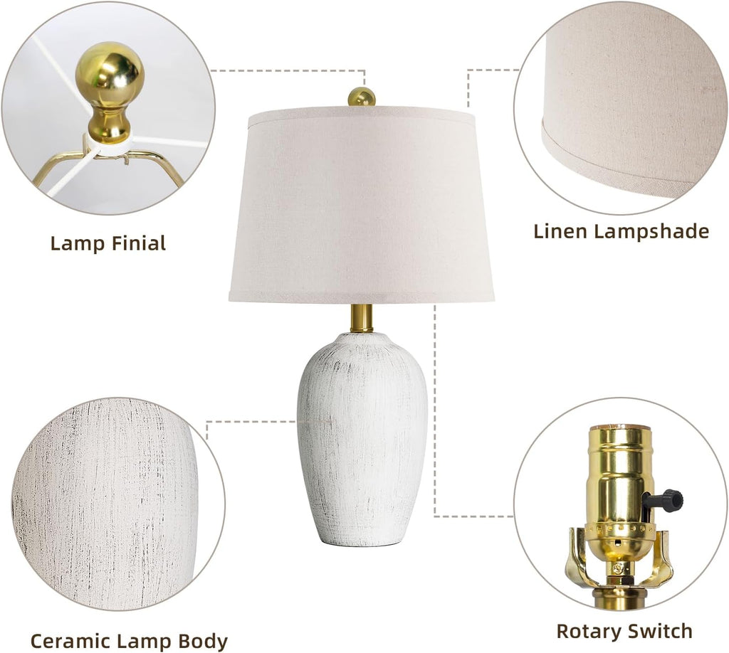 Rustic Ceramic Bedside Table Lamps Set