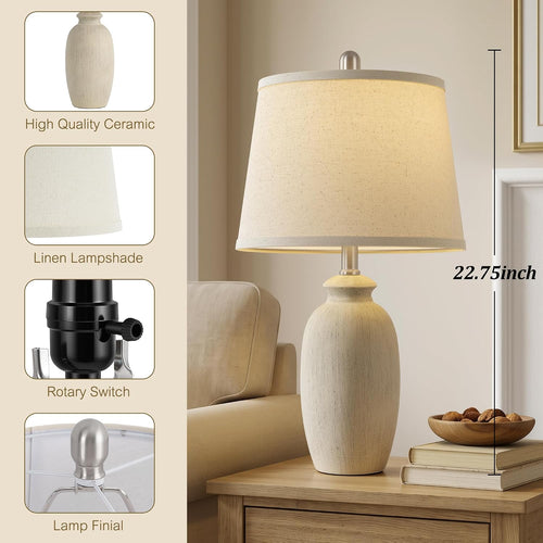 Ceramic Bedside Table Lamps Set Of 2