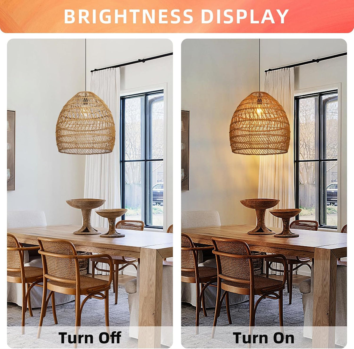 Rustic Woven Rattan Ceiling Pendant Light